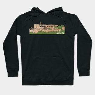 La Alhambra, Granada Line Art Colored Hoodie